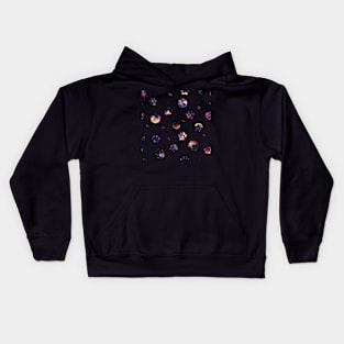 Galaxy in Circles and Cat's Footprints Kids Hoodie